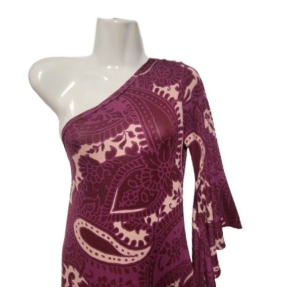 Purple Maxi Dress One Shoulder Figure Hugging Long Dress- Size S/M - Picture 2 of 7